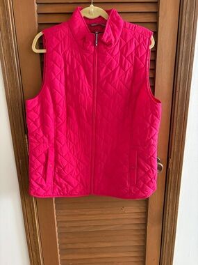Talbots Quilted Sleeveless Vest in Bright Pink